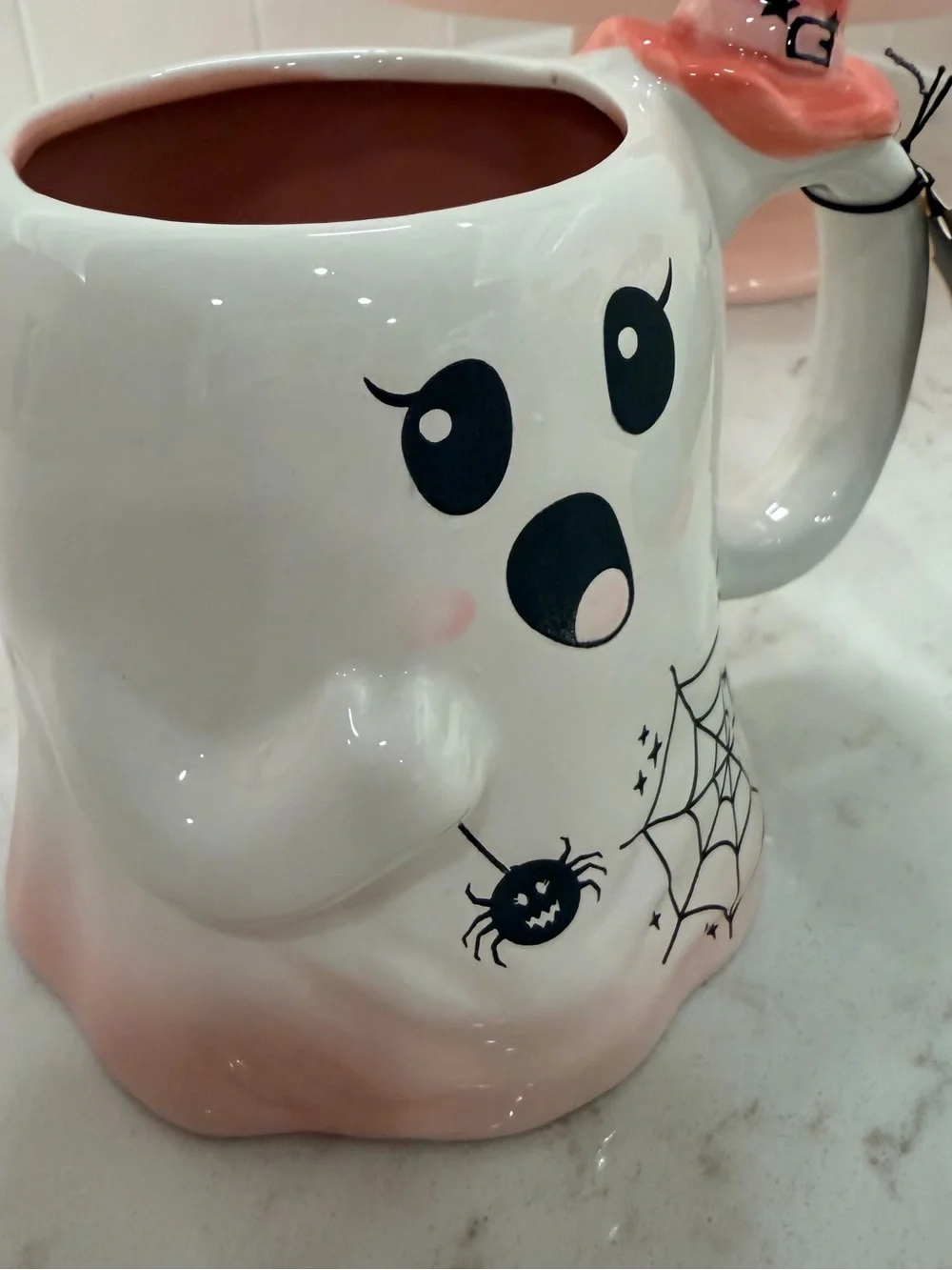 Pink Ghost Halloween Mug Witch Hat Cute Coquette Spooky Coffee Cup NWT